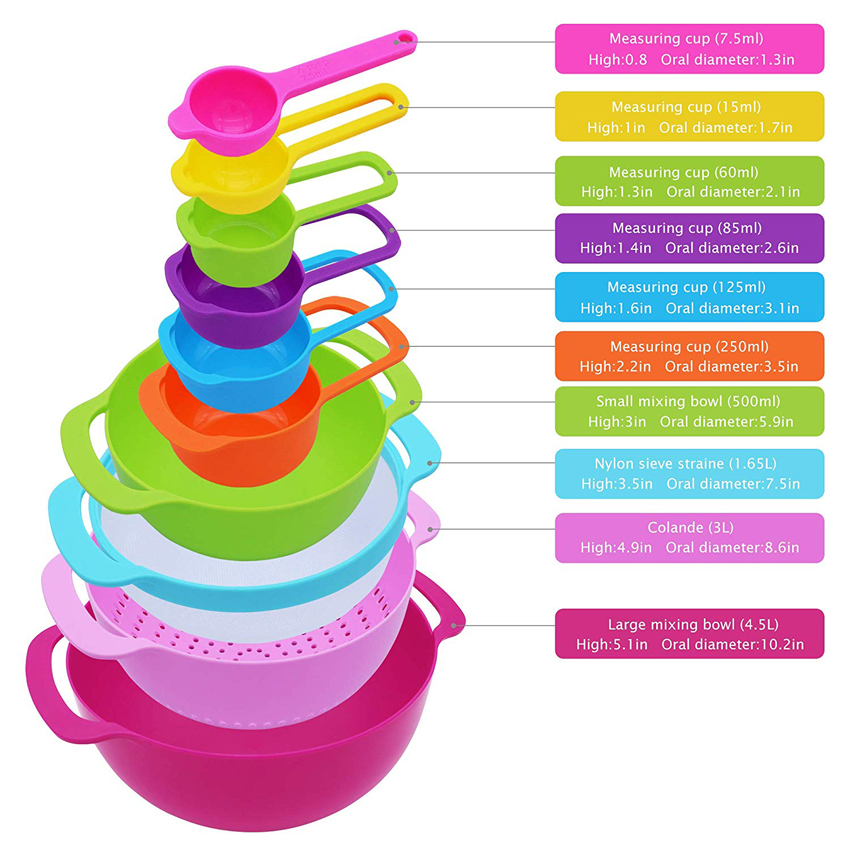 Mixing Cooking Bowls Set 10 Pcs