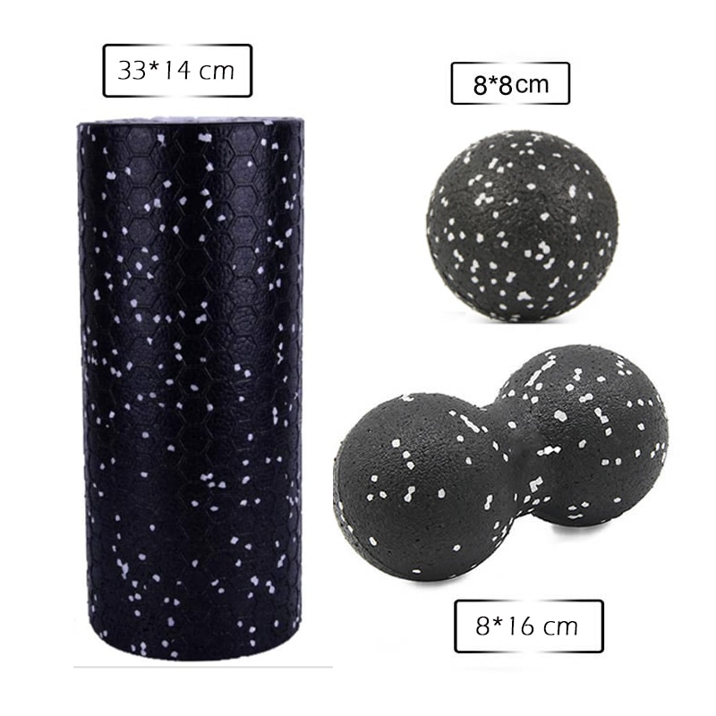 2 in 1 Black High Density Foam Yoga Roller and Massage Balls Set 2 in 1 Black High Density Foam Yoga Roller and Massage Balls Set