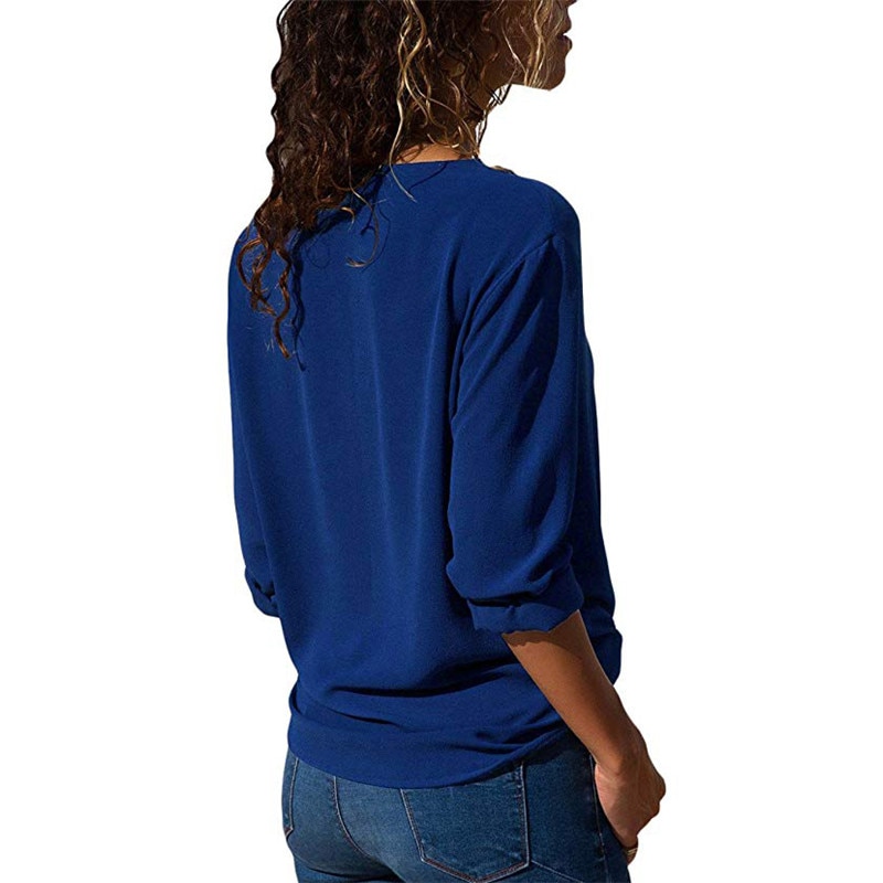 Women's Chiffon Blouse with Decorated Buttons