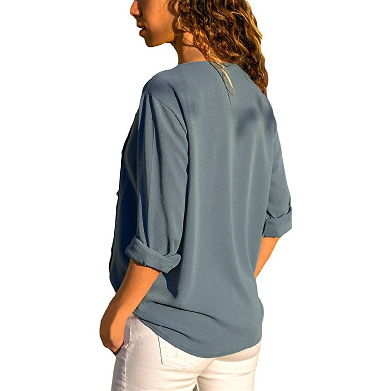 Women's Chiffon Blouse with Decorated Buttons