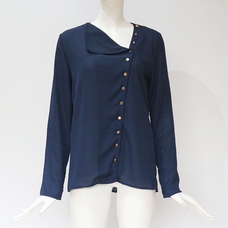 Women's Chiffon Blouse with Decorated Buttons