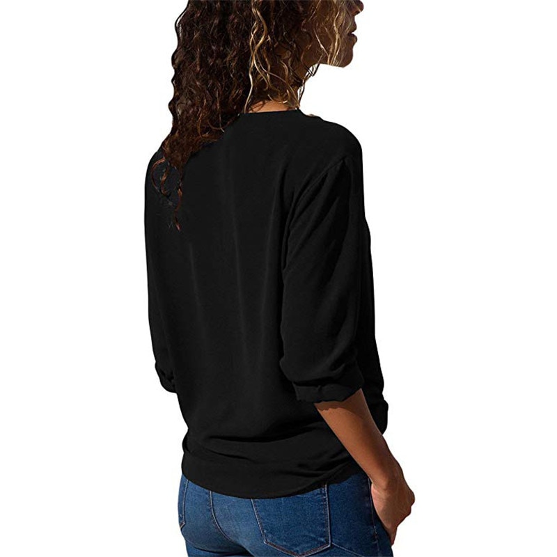 Women's Chiffon Blouse with Decorated Buttons