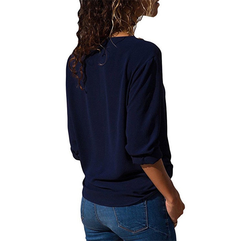 Women's Chiffon Blouse with Decorated Buttons