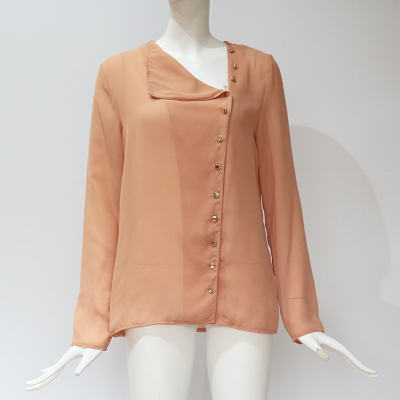 Women's Chiffon Blouse with Decorated Buttons