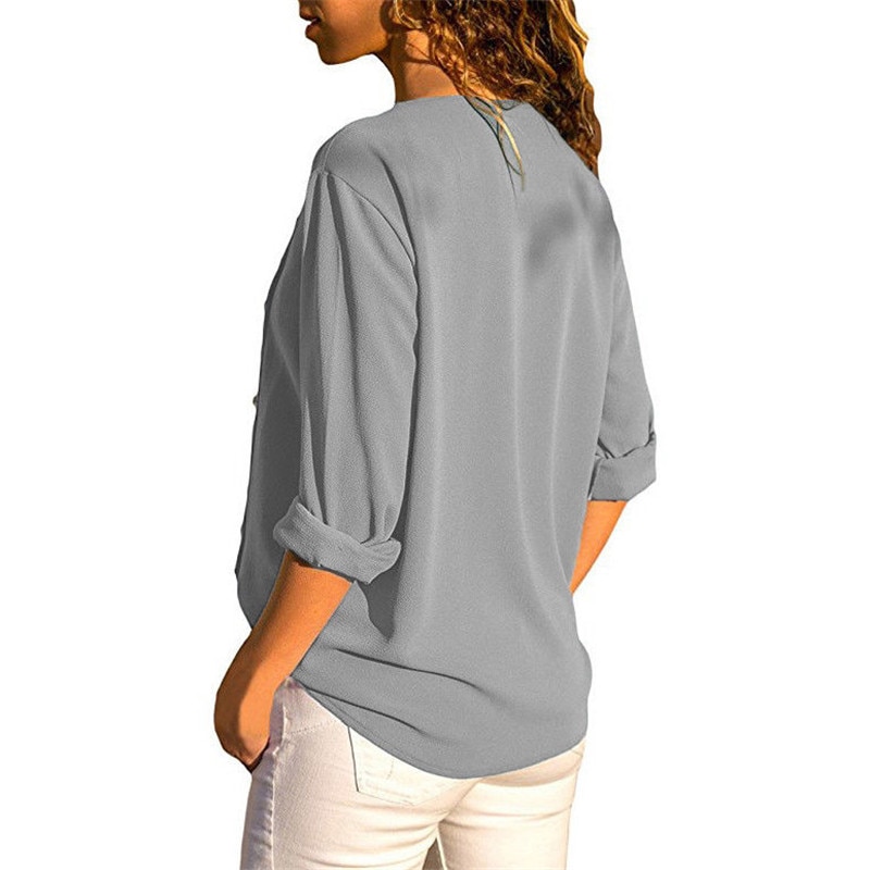 Women's Chiffon Blouse with Decorated Buttons